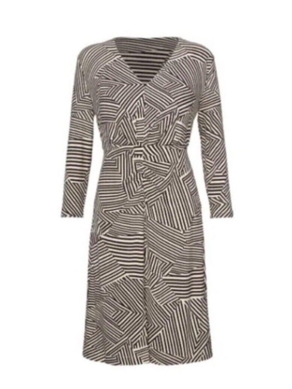 CAbi Manhattan Dress Style 4614 Size XSmall Brown/Bone Biscotti Stripe Knit.